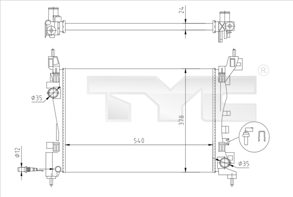 Radiator racire motor OPEL ADAM (M13) 1.4 benzina 101 cai TYC 725-0044-R