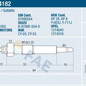 Bujie incandescenta OPEL COMBO Autoutilitara/limuzina spatioasa (71_) 1.7 D diesel 60 cai FAE 74182