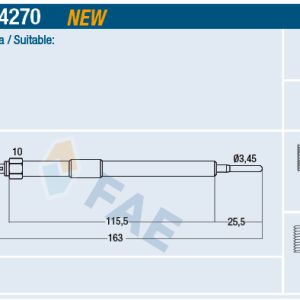 Bujie incandescenta OPEL MOVANO B platou / sasiu (X62) 2.3 CDTI FWD (EV, HV, UV) diesel 101 cai FAE 74270