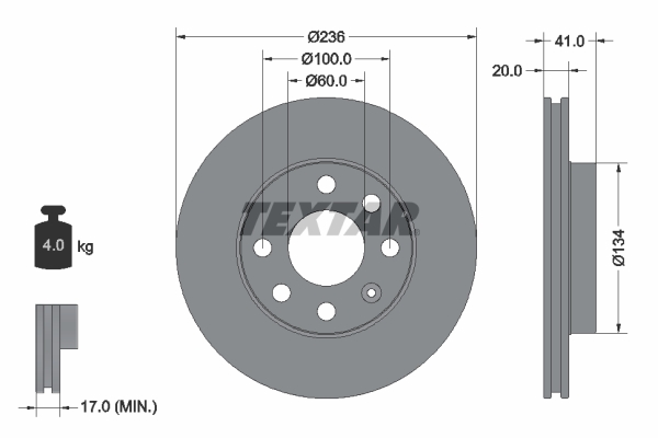 Disc frana OPEL COMBO Autoutilitara/limuzina spatioasa (71_) 1.7 D diesel 60 cai TEXTAR 92029603