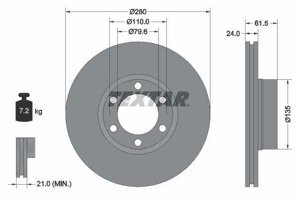 Disc frana OPEL MOVANO A bus (X70) 2.5 DTi (JD) diesel 99 cai TEXTAR 92097703