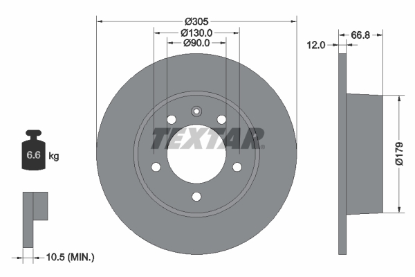 Disc frana OPEL MOVANO A caroserie (X70) 2.5 CDTI (FD) diesel 146 cai TEXTAR 92111203