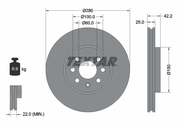 Disc frana OPEL COMBO Autoutilitara/limuzina spatioasa 1.7 DI 16V diesel 65 cai TEXTAR 92124603