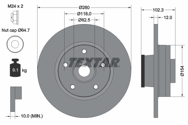Disc frana OPEL VIVARO A caroserie (X83) 2.0 CDTI (F7) diesel 114 cai TEXTAR 92153703