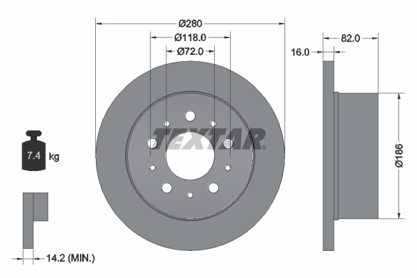 Disc frana OPEL MOVANO C caroserie (U9) 2.2 BlueHDi 180 diesel 180 cai TEXTAR 92157403