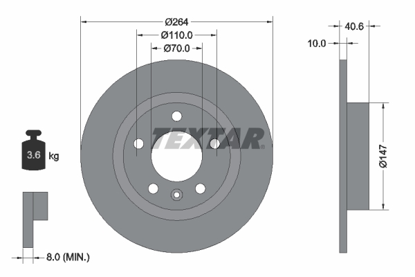 Disc frana OPEL ADAM (M13) 1.4 benzina 101 cai TEXTAR 92186403