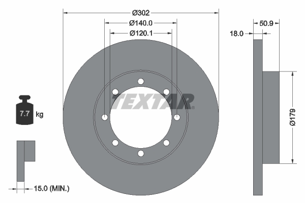 Disc frana OPEL MOVANO B platou / sasiu (X62) 2.3 CDTI RWD (EV, HV, UV) diesel 131 cai TEXTAR 92230803