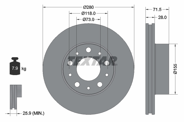 Disc frana OPEL MOVANO C caroserie (U9) 2.2 BlueHDi 180 diesel 180 cai TEXTAR 92275003