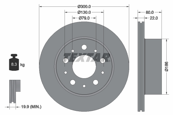 Disc frana OPEL MOVANO C platou / sasiu (U9) MOVANO-e electric 136 cai TEXTAR 92284303