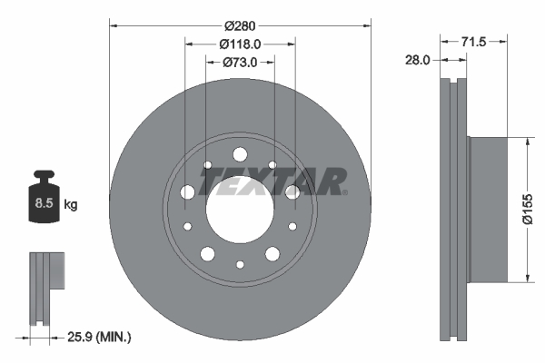 Disc frana OPEL MOVANO C platou / sasiu (U9) 2.2 BlueHDi 180 diesel 180 cai TEXTAR 92286103