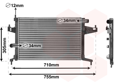Radiator racire motor OPEL COMBO Tour 1.6 benzina 87 cai VAN WEZEL 37002306