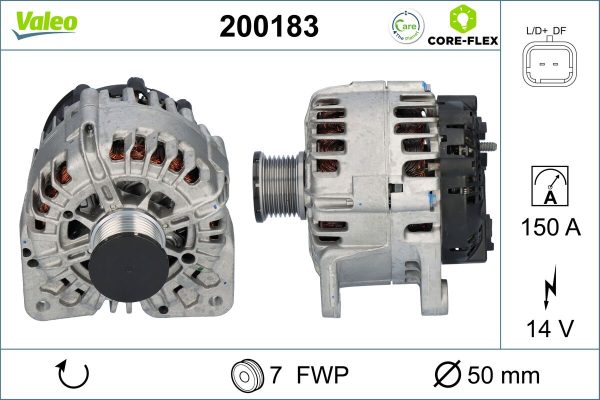 Alternator OPEL MOVANO B caroserie (X62) 2.3 CDTI FWD (FV) diesel 150 cai VALEO 200183