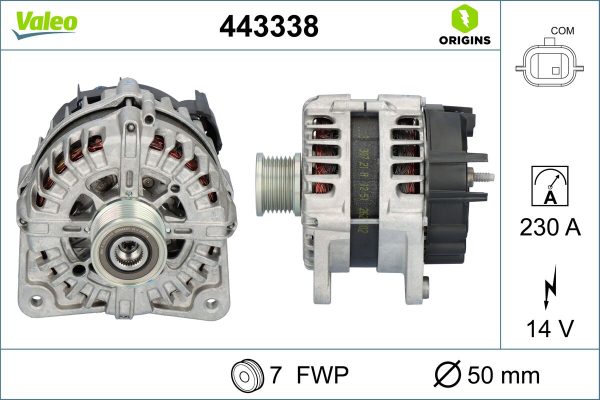 Alternator OPEL MOVANO B caroserie (X62) 2.3 CDTI FWD (FV) diesel 150 cai VALEO 443338