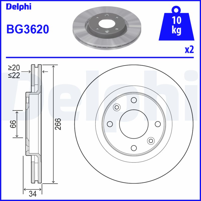 Disc frana OPEL MOKKA 1.5 (76) diesel 110 cai DELPHI BG3620