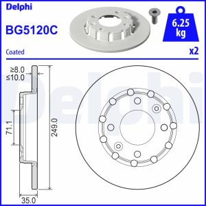 Disc frana OPEL MOKKA 1.2 (76) benzina 101 cai DELPHI BG5120C