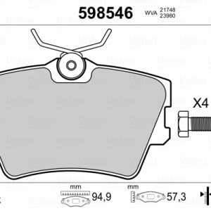 Placute frana OPEL VIVARO A bus (X83) 2.5 CDTI (F7, J7, A07) diesel 114 cai VALEO 598546