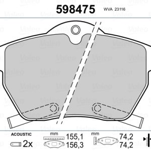 Placute frana OPEL COMBO Autoutilitara/limuzina spatioasa 1.7 DI 16V diesel 65 cai VALEO 598475