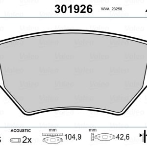 Placute frana OPEL COMBO Autoutilitara/limuzina spatioasa 1.4 16V benzina 90 cai VALEO 301926