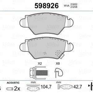 Placute frana OPEL COMBO Tour 1.4 benzina 90 cai VALEO 598926