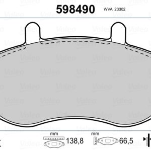 Placute frana OPEL MOVANO A platou / sasiu (X70) 2.5 CDTI (ED, HD, UD0, UD4) diesel 146 cai VALEO 598490
