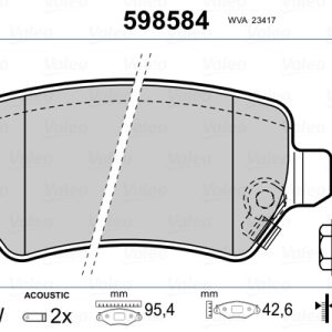 Placute frana OPEL COMBO Tour 1.7 CDTI 16V diesel 101 cai VALEO 598584