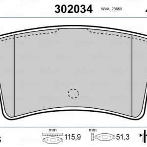 Placute frana OPEL MOVANO A caroserie (X70) 1.9 DTI (FD) diesel 80 cai VALEO 302034