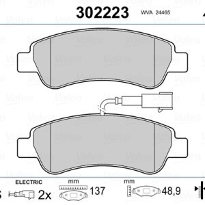 Placute frana OPEL MOVANO C caroserie (U9) 2.2 D diesel 120 cai VALEO 302223