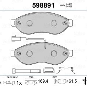 Placute frana OPEL MOVANO C platou / sasiu (U9) 2.2 D diesel 120 cai VALEO 598891