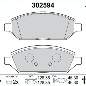 Placute frana OPEL KARL (C16) 1.0 benzina 75 cai VALEO 302594