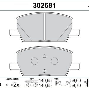 Placute frana OPEL MOKKA / MOKKA X (J13) 1.6 CDTI 4x4 (_76) diesel 110 cai VALEO 302681