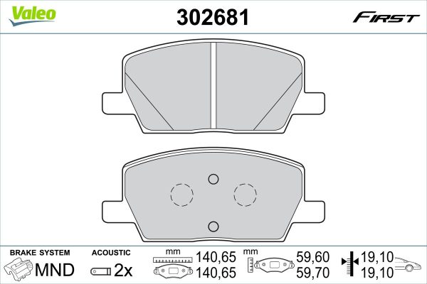 Placute frana OPEL MOKKA / MOKKA X (J13) 1.6 CDTI 4x4 (_76) diesel 136 cai VALEO 302681