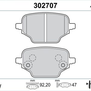 Placute frana OPEL COMBO E Tour / Life (K9) 1.2 benzina 131 cai VALEO 302707
