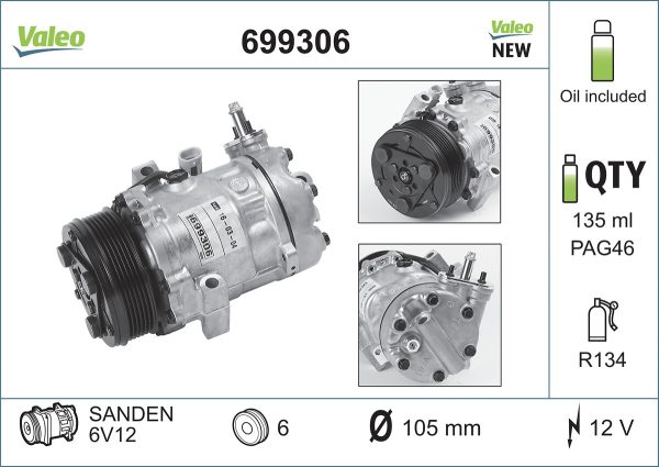 Compresor climatizare OPEL COMBO Autoutilitara/limuzina spatioasa 1.7 CDTI 16V diesel 101 cai VALEO 699306