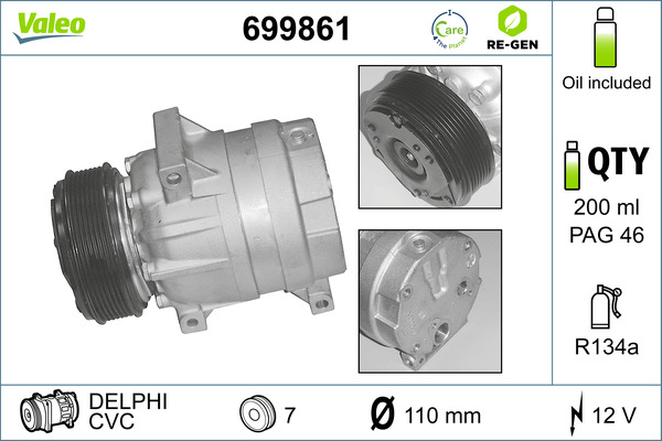 Compresor climatizare OPEL MOVANO A platou / sasiu (X70) 2.5 DTI (ED, HD, UD0, UD4) diesel 115 cai VALEO 699861