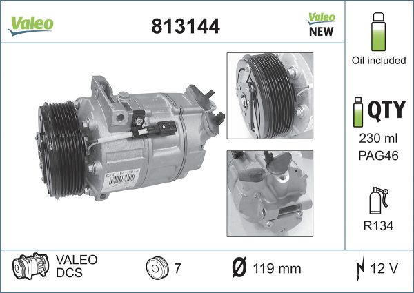 Compresor climatizare OPEL VIVARO A bus (X83) 2.0 CDTI (F7, J7, A07) diesel 90 cai VALEO 813144