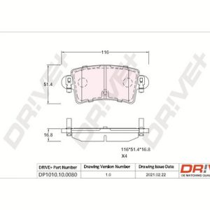 Placute frana OPEL MOVANO A caroserie (X70) 2.5 CDTI (FD) diesel 120 cai DRIVE DP1010.10.0080