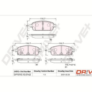 Placute frana OPEL MOKKA / MOKKA X (J13) 1.6 CDTI (_76) diesel 136 cai DRIVE DP1010.10.0142