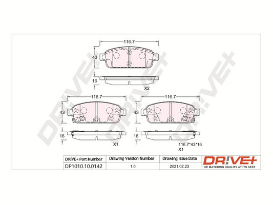 Placute frana OPEL MOKKA / MOKKA X (J13) 1.6 CDTI 4x4 (_76) diesel 136 cai DRIVE DP1010.10.0142