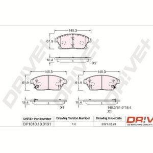 Placute frana OPEL MOKKA / MOKKA X (J13) 1.4 LPG (_76) Benzina/Autogaz (GPL) 140 cai DRIVE DP1010.10.0191