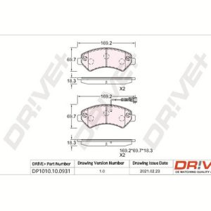 Placute frana OPEL MOVANO C platou / sasiu (U9) 2.2 D diesel 165 cai DRIVE DP1010.10.0931