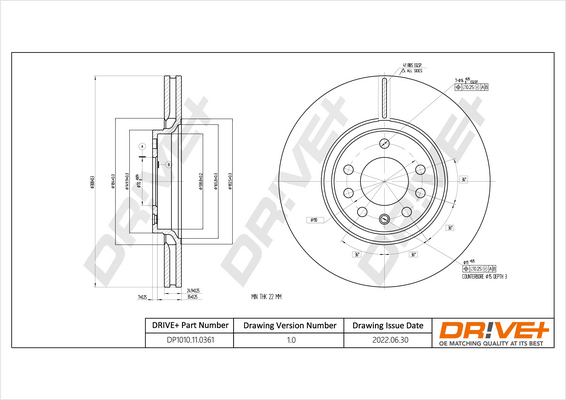 Disc frana OPEL ADAM (M13) 1.4 S benzina 150 cai DRIVE DP1010.11.0361