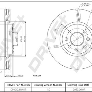 Disc frana OPEL COMBO Tour 1.7 DI 16V diesel 65 cai DRIVE DP1010.11.0417