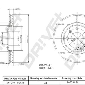 Disc frana OPEL ROCKS-E Electric (9AZ2CA) electric 8 cai DRIVE DP1010.11.0778
