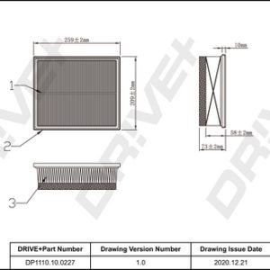 Filtru aer OPEL VIVARO B platou / sasiu (X82) 1.6 CDTI (03) diesel 116 cai DRIVE DP1110.10.0227
