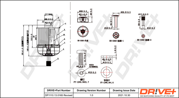 Filtru combustibil OPEL MOVANO B platou / sasiu (X62) 2.3 CDTI FWD (EV, HV, UV) diesel 150 cai DRIVE DP1110.13.0165