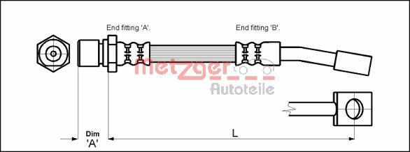 Furtun frana OPEL COMBO Autoutilitara/limuzina spatioasa (71_) 1.4 benzina 60 cai METZGER 4114679