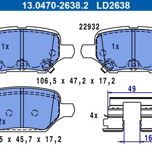 Placute frana OPEL MOKKA / MOKKA X (J13) 1.7 CDTI (_76) diesel 131 cai ATE 13.0470-2638.2