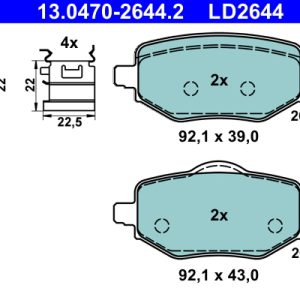 Placute frana OPEL MOKKA 1.2 (76) benzina 101 cai ATE 13.0470-2644.2