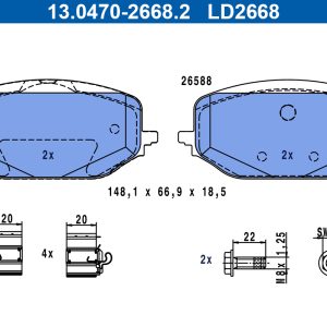 Placute frana OPEL GRANDLAND / GRANDLAND X (A18, P1UO) 1.6 Turbo (75) benzina 150 cai ATE 13.0470-2668.2