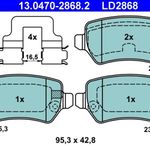 Placute frana OPEL COMBO Tour 1.6 benzina 84 cai ATE 13.0470-2868.2